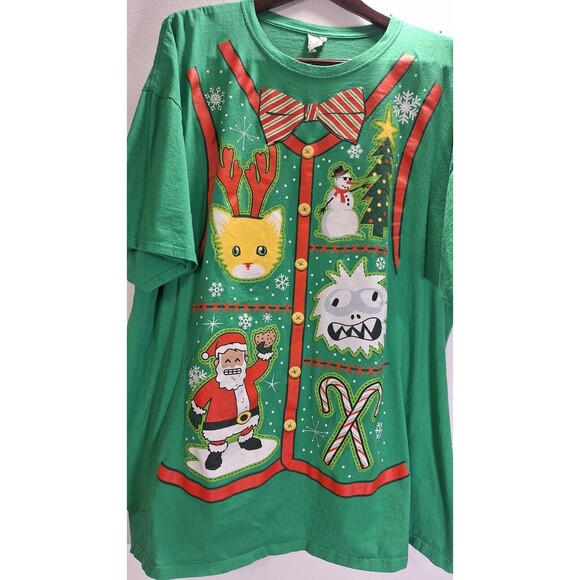 Vtg Dec. 25th Christmas T Shirt Size 3x Santa Holiday Novelty Snowman Party Fun - Picture 4 of 6